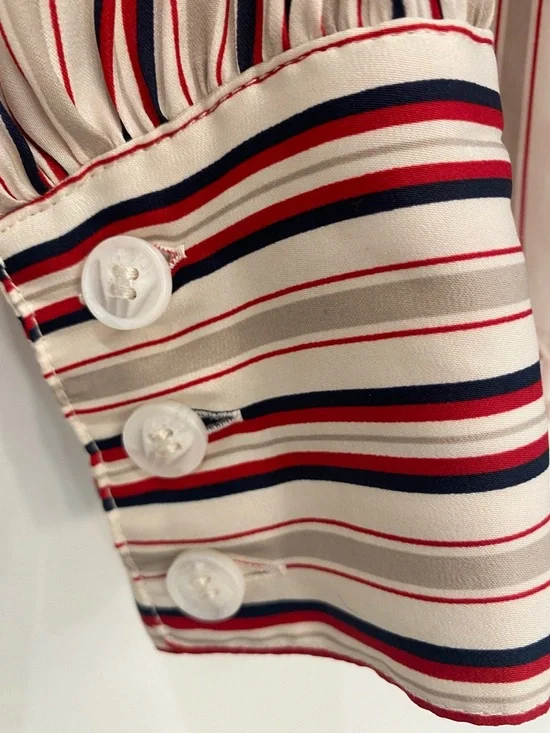 Free People ‘Mad About You’ Striped Button Down Blouse Fits Oversized XS - Picture 7 of 9